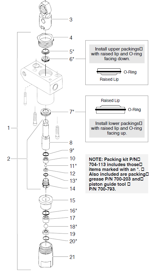 330 Fluid Section Assembly Parts